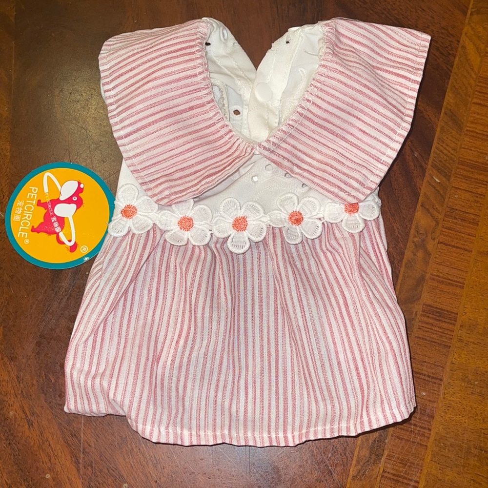 Xs Dog Strip with Flowers Dress Pet Circle